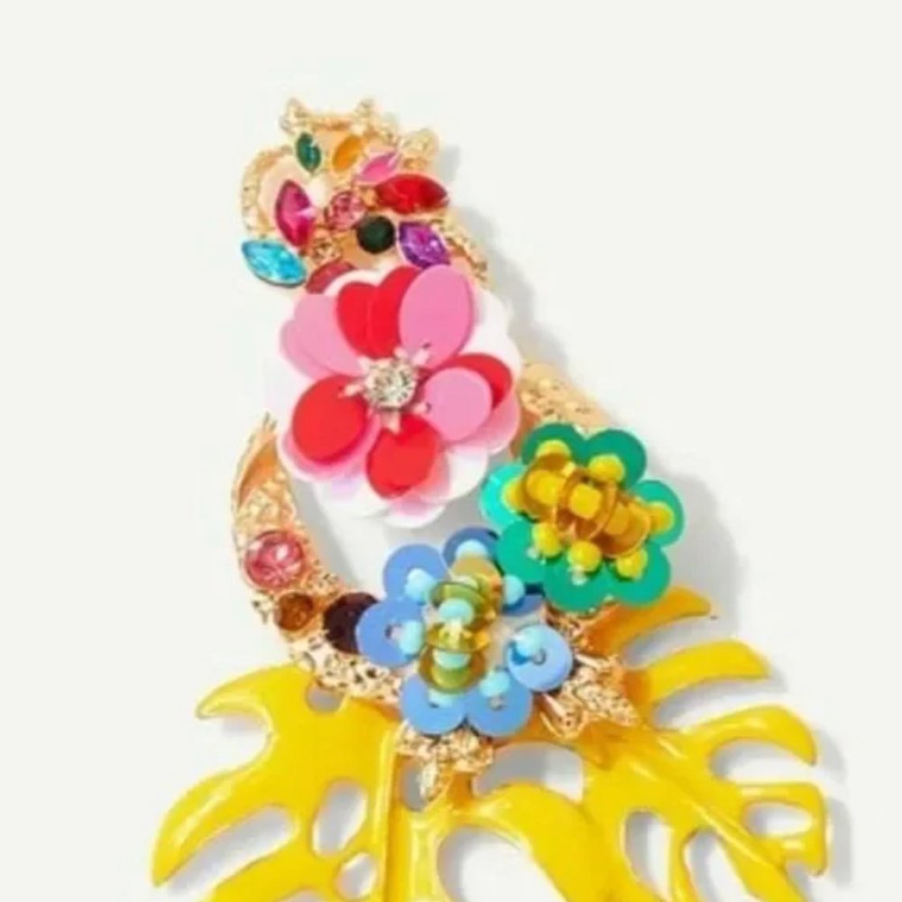 New! Zara Tropical Leaves Drop Earrings - Picture 8 of 9